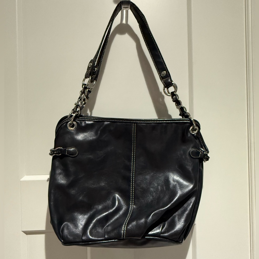 Black / silver chain strap hobo purse / handbag